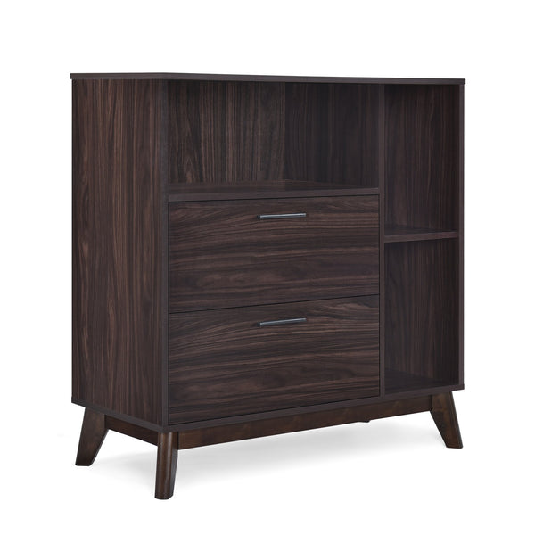 English Elm Christopher Knight Home® - CABINET mid-century modern faux wood storage console with splayed legs, drawers & cubby shelves Wenge 67351.00WENG