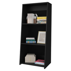 English Elm Anthem Three-Shelf Melamine Bookcase in Black — Spacious Open Shelves, Durable Modern Storage Unit B128P244988