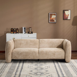 English Elm Tonson Wave Silhouette Boucle Three Seater Sofa Sculptural Modern Living Room Seating Camel N773IS00030T