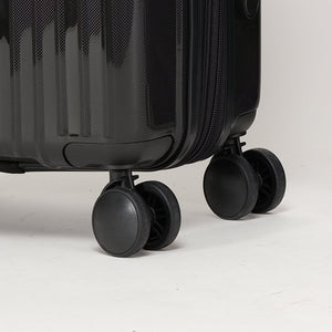 English Elm Luggage 3 Piece Pp Hard Shell Travel Set with Spinner Wheels Expandable Carry On Black T3292P316972