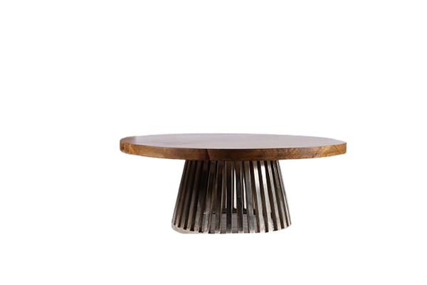 English Elm Combo Solid Wood Square Coffee Table with Metal Legs for Modern Living Rooms B024S00008
