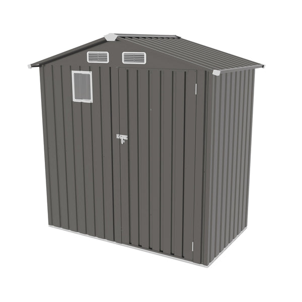 English Elm 6x Galvanized Steel Outdoor Storage Shed with Peaked Roof Skylight and Lockable Door W3213P309350