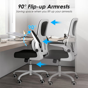 English Elm Soohow Mesh Ergonomic Office Chair with Lumbar Support, Flip Armrests, Breathable Comfort & Tilt Adjustability Black,White T3623P380860