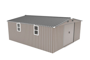 English Elm Campcraft 10x12 Ft Steel Outdoor Storage Shed with Daylight Windows and Weather Resistant Panels Brown W1598S00049