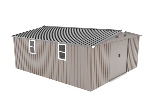 English Elm Campcraft 10x12 Ft Steel Outdoor Storage Shed with Daylight Windows and Weather Resistant Panels Brown W1598S00049