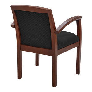OSP Home Furnishings Upholstered Guest Chair Solid Hardwood Frame Cherry Finish Dining or Conference Seating KEN79LCH-3