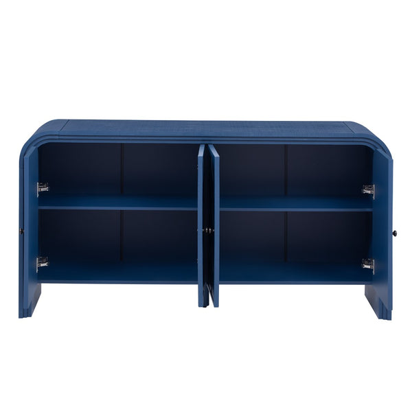 English Elm U_Style Luxury Multi-Functional Sideboard With Woven Wood Slats, Adjustable Shelves & Modern Design N711P269061V-GIGA