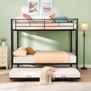 English Elm Full Over Full Metal Bunk Bed With Trundle - Durable, Space-Saving, Easy Assembly & Safety Features W311S00051
