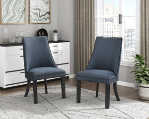 English Elm Blue Paulson Textured Fabric Side Chairs Set of 2 — Blue-Gray Upholstery, Dark Walnut Legs, Modern Arts & Crafts Elegance B011P257327