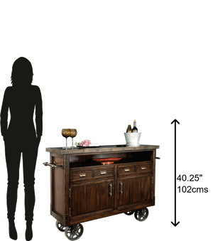 Hekman Furniture 695146 Rustic Hardwood Wine & Bar Cabinet With Wheels, Locking Door, And Stemware Rack Storage Rustic Hardwood Barrows Wine Console 695146