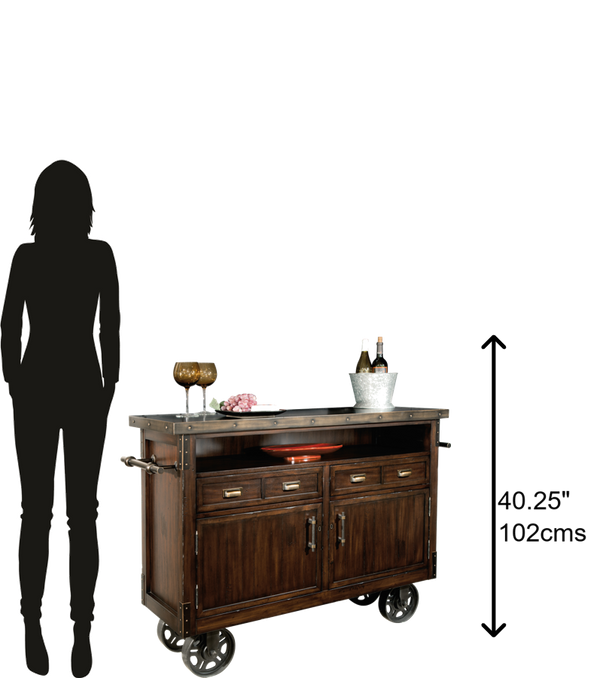 Hekman Furniture 695146 Rustic Hardwood Wine & Bar Cabinet With Wheels, Locking Door, And Stemware Rack Storage Rustic Hardwood Barrows Wine Console 695146