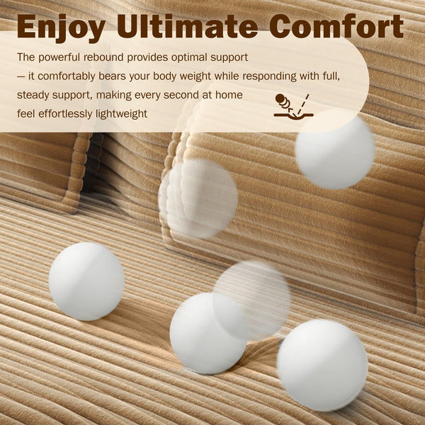 English Elm Modern Full Size Folding Sofa Bed with Plush Corduroy, 2 Pillows, 15" Foam Mattress, No Assembly Required Camel W1885P347081