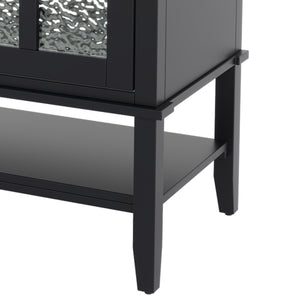 English Elm Christopher Knight Home® - 36" Bathroom Vanity with Ceramic Sink, Solid Wood Legs, Waterproof Finish, Soft-Close Hinges, Open Shelf, Silver Knobs Black N817P286249B