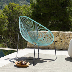 English Elm Lirren Steel Papasan Lounge Chair with Woven Rope Seat, Indoor/Outdoor Durable Design, No Assembly Required Green B2736P354307