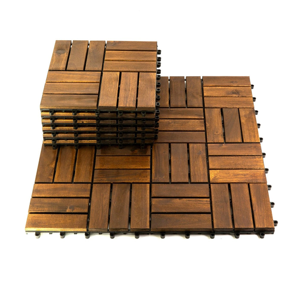 English Elm Acacia Wood Interlocking Deck Tiles Snap Together Patio Balcony Floor 30 Pack T3656P456176