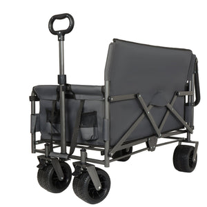English Elm 3-in-1 Folding Wagon with Canopy Bench Seat 500lb All Terrain Heavy Duty Cart Gray W2932P354212