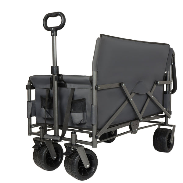 English Elm 3-in-1 Folding Wagon with Canopy Bench Seat 500lb All Terrain Heavy Duty Cart Gray W2932P354212