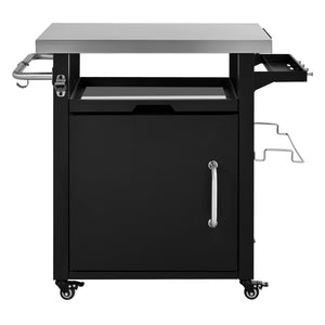 English Elm K&k Outdoor Rolling Grill Cart Stainless Steel Top Bbq Prep Station with Cover N707P379796B