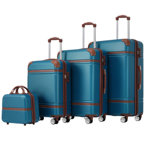 English Elm Hardshell Abs Spinner Luggage Set Four Piece Expandable Tsa Lock Travel Suitcases Blue N732P170218C