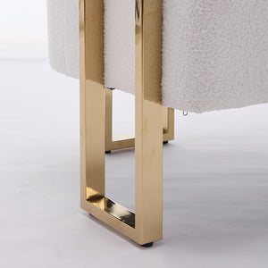 English Elm Ts Teddy Fleece Accent Chair Set Two Plush Seats Gold Square Legs Glam Decor White+Gold W2311P190460