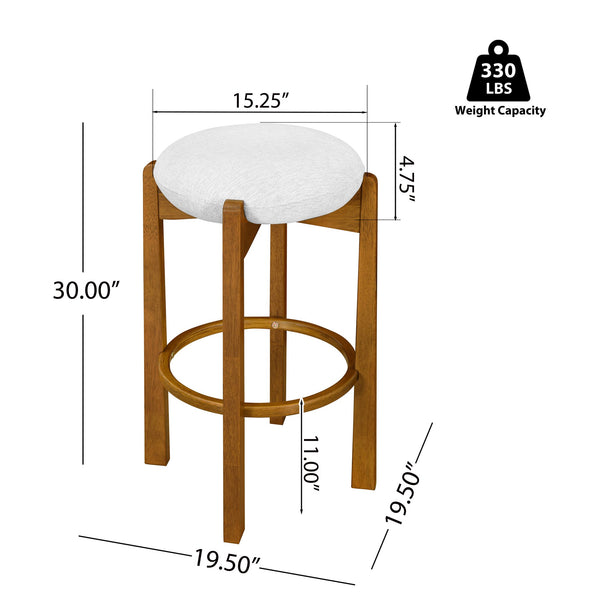 English Elm Christopher Knight Home® - Tara Indoor Wooden Barstool Set Of 4 - Walnut Finish, Ivory Upholstery, Comfort & Style For Any Space N775P333863W-S4