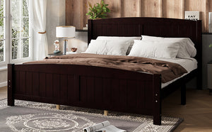 English Elm King Solid Wood Platform Bed with Slatted Support, Modern White Finish, No Box Spring Needed, Sturdy Design Espresso W1580P374317