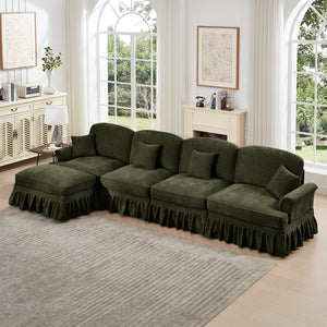 English Elm Classic Modular L-Shaped Sectional Couch In Soft Chenille - Elegant, Versatile Design With Ottoman W3041S00272