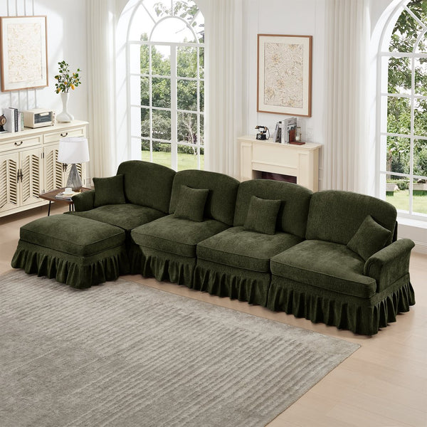 English Elm Classic Modular L-Shaped Sectional Couch In Soft Chenille - Elegant, Versatile Design With Ottoman W3041S00272