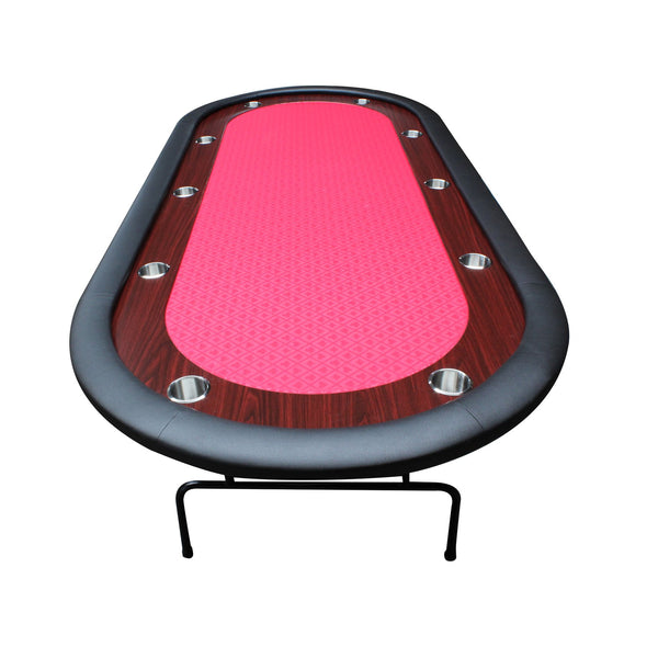 English Elm 96" Folding Poker Table Seats 10 with Felt Surface Wooden Racetrack and Steel Cup Holders W2748S00040