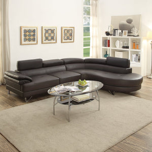 English Elm Luxurious Modern 2-Piece Sectional Sofa Set with Adjustable Flip-Up Headrests, Espresso or Grey Bonded Leather B011S01058