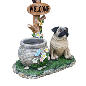 English Elm Schnauzer Solar Led Resin Planter Statue Outdoor Garden Accent for Patio Decor W5398P464252