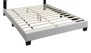 English Elm 1pc Full Upholstered Platform Bed Wool Fabric Channel Tufted Headboard with Led Lighting Light Gray B011P417511
