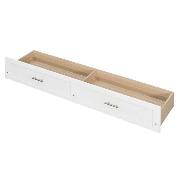 English Elm Queen Murphy Wall Bed Cabinet with Storage Drawer Built-in Power Outlets Usb Ports White LP000400AAK-1