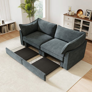 English Elm 2 Seater Sofa With Hidden Storage, Crescent Armrests, Durable Chenille - Perfect For Small Spaces! W3041S00192