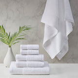 Beautyrest Nuage Glam/Luxury Cotton Tencel Blend Antimicrobial 6 Piece Towel Set BR73-3751 White