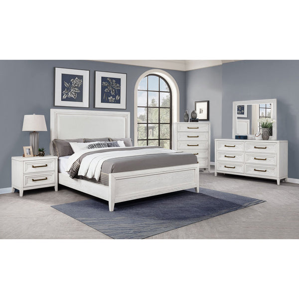 English Elm Inverness Six Drawer Farmhouse Dresser Distressed White Oak Veneer Brass Pulls B062P447818