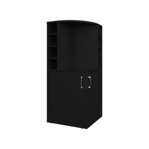 English Elm Bar Cabinet with Concealed Double Doors and 8 Wine Bottle Slots, Durable Engineered Wood Storage Solution Black 47.2 L x 23.23 W x 4.72 H B097P296834
