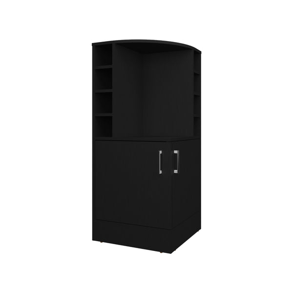 English Elm Bar Cabinet with Concealed Double Doors and 8 Wine Bottle Slots, Durable Engineered Wood Storage Solution Black 47.2 L x 23.23 W x 4.72 H B097P296834
