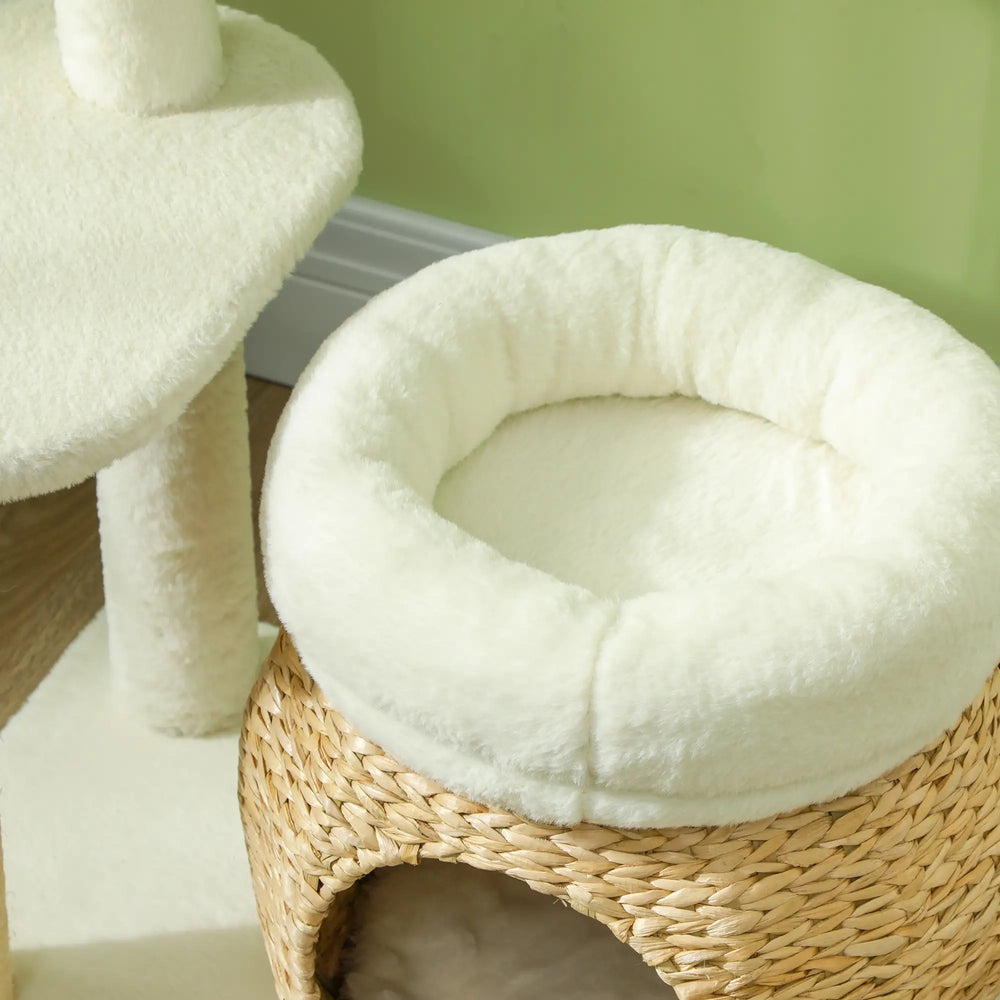 English Elm Large Floral Cat Tree 74 Inch Teddy Fleece Multi Level Tower with Sisal Scratching Posts T3971P413061