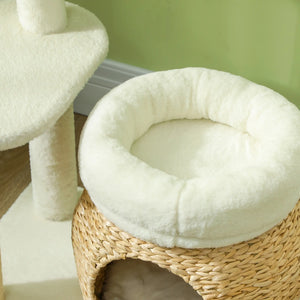 English Elm Large Floral Cat Tree 74 Inch Teddy Fleece Multi Level Tower with Sisal Scratching Posts T3971P413061