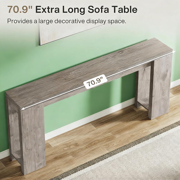 English Elm Hall Console Table Industrial Rustic Two Tier Wood Tone Metal Frame Entryway Sofa Gray T3971P453177