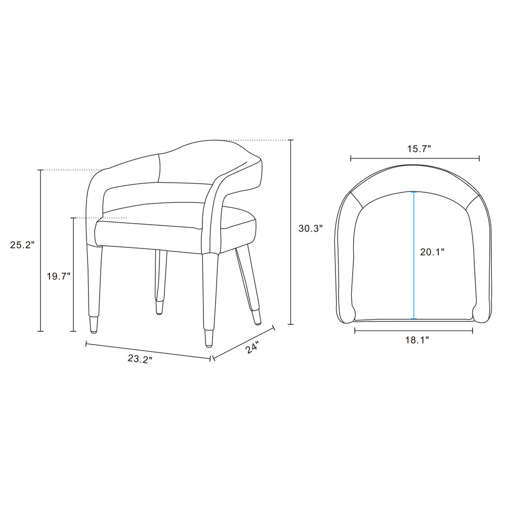English Elm Aspen Tweed Upholstered Armchair with Kiln-Dried Birch Frame, High-Density Foam & Brass Feet Silver B365P397753