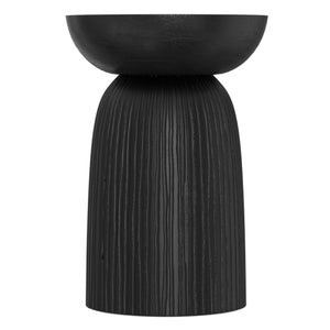 English Elm Boyd Carved Mango Wood Accent Table Matte Black Lacquer Sculptural Side Stand B136P414660