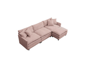 English Elm 108-inch Modular Chenille Sectional Sofa Deep Seat L-shape for Open Living Rooms Pink W2795S00047