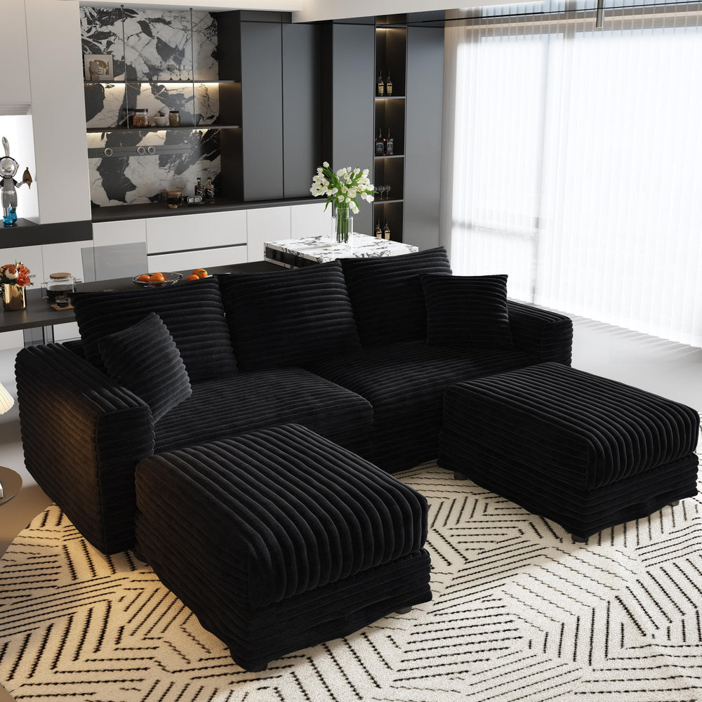 English Elm 82.6"upholstered Velvet Chesterfield Sofa with Button Tufting Nailhead Trim Rolled Arms Black W1885S00353