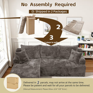English Elm Modern Chenille Sectional Sofa with Chaise Modular L Shape for Living Room W3653P443574