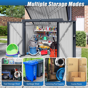 English Elm Outdoor Metal Trash Bin Enclosure for Two Cans Waterproof Powder-coated Yard Shed W3213P445772