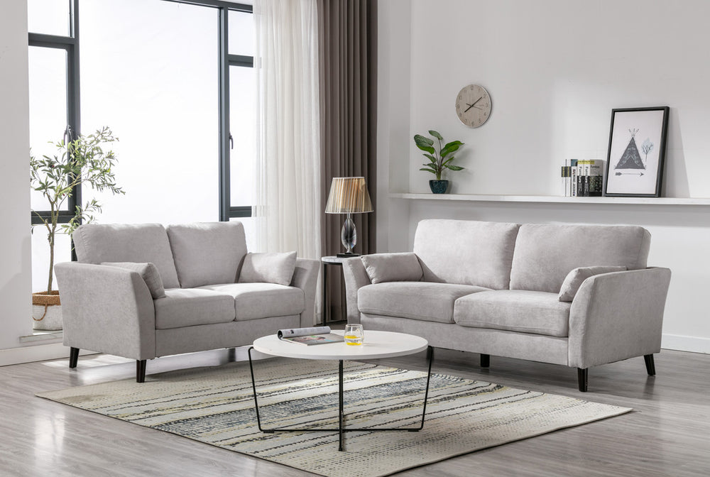 English Elm Damiano Woven Fabric Sofa and Loveseat Set with Solid Wood Legs for Living Rooms B2749S00152