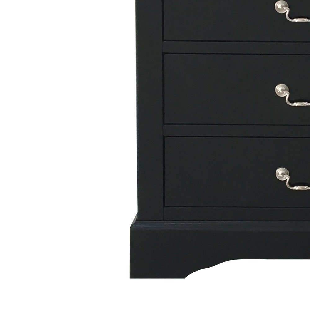 English Elm Black 5-Drawer Chest with Sleek Black Finish, Smooth Pull Handles, Ample Storage for Organized Rooms B062P209041