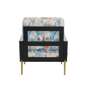 English Elm Christopher Knight Home® - Floral Velvet Accent Chair with Removable Washable Cover, Plush 5.51" Cushions & Gold Legs for Living Spaces N817P237961B